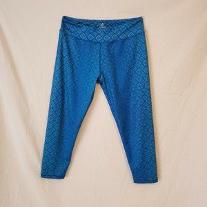 Prana Women Pattered Blue Crop Capri Leggings XL